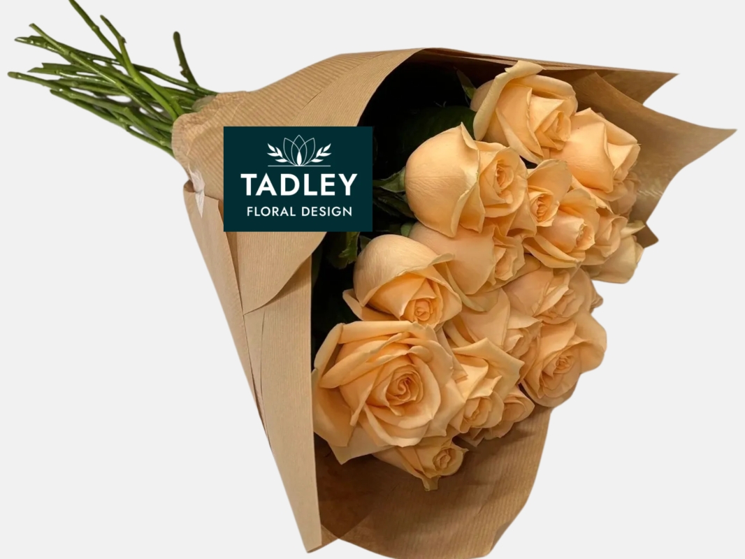Single Farewell Peach Roses & Graveside Condolence Stems