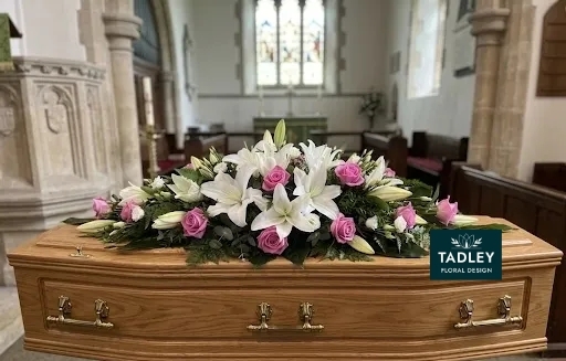 Lily & Pink Rose Coffin Spray