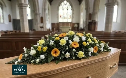 Traditional Mixed Coffin Spray Yellow & White